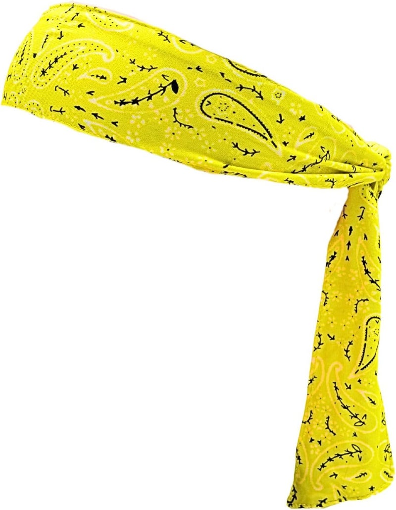 MD Style Tie Bandana Headband for Men and Women Hair Accessorries Paisley and Solid Color Sweat Band for Sports Workout Hairband - Image 1